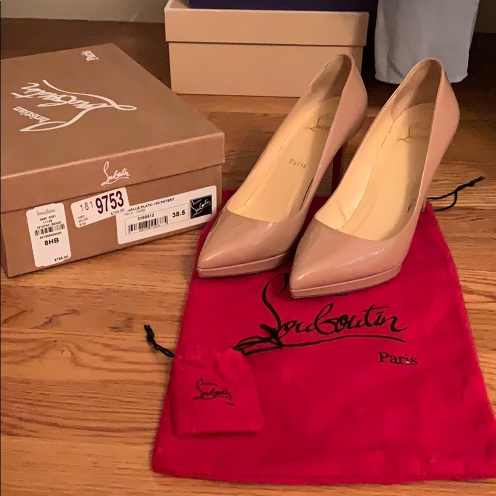 Louboutin pigalle plato 100 patent nude